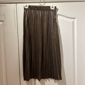 Zara Faux Leather Pleated Midi Skirt